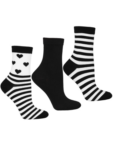 Skarpetki długie damskie bawełniane w paski 3-pak