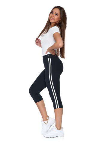 Legginsy damskie 3/4 peach touch z lampasami Plus Size