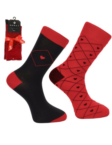 Długie skarpety męskie bawełniane eleganckie w serca 2-pak