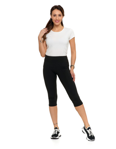 Legginsy damskie - Klasyczne legginsy 3/4 damskie peach touch CZARNY - produkt 4