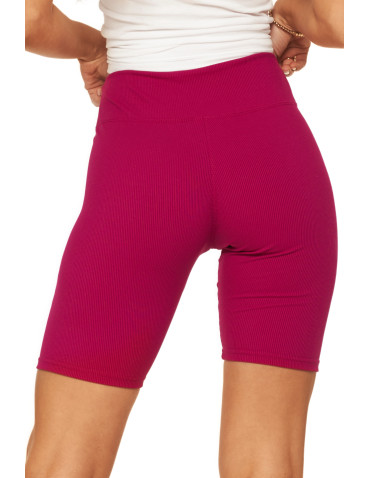 Legginsy damskie - Legginsy kolarki damskie w prążek wysoki stan FUKSJA - produkt 6