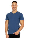Koszulka męska bawełna Premium T-shirt dekolt w serek NIEBIESKI