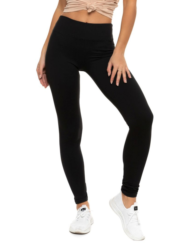 Czarne klasyczne legginsy damskie z wysokim stanem Plus Size CZARNY