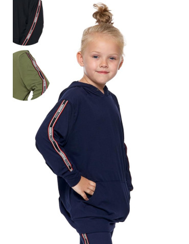 Dziewczynka - Bluza dziewczęca z kapturem GRANATOWY - produkt 1