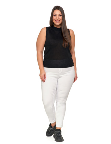 Bluzki i koszule - Bluzka top damski sweterkowy ze stójką CZARNY - produkt 4