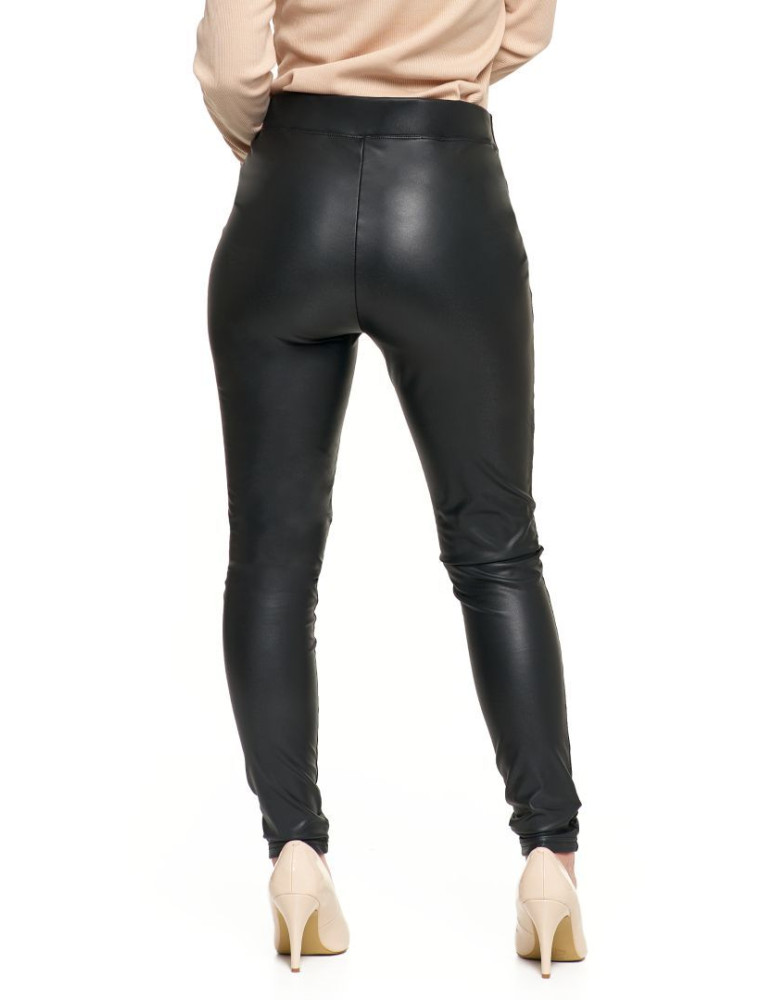 Spodnie damskie - Spodnie damskie z eko skóry eleganckie CZARNY - produkt moraj.pl 6