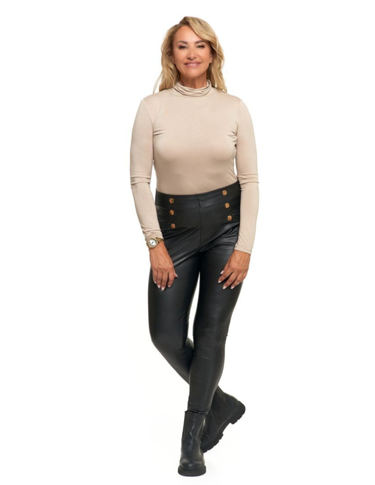 Spodnie damskie - Spodnie damskie z eko skóry eleganckie CZARNY - produkt moraj.pl 8