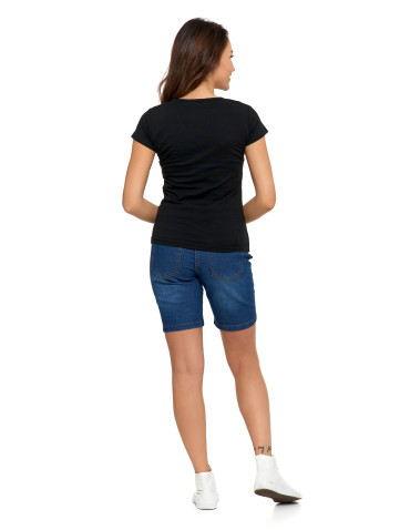 Koszulki i T-shirty - T-shirt damski bawełniany z dekoltem V CZARNY - produkt 7