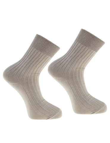 Skarpetki długie - Skarpety męskie bezuciskowe bawełniane z szerokim ściągaczem JASNY SZARY - produkt 1