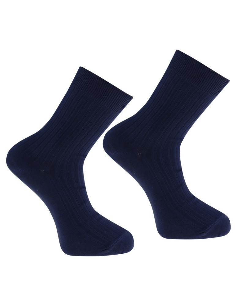 Skarpetki długie - Skarpety męskie bezuciskowe bawełniane z szerokim ściągaczem GRANATOWY - produkt moraj.pl 1