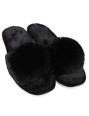 Kapcie damskie klapki domowe z ozdobnym pomponem