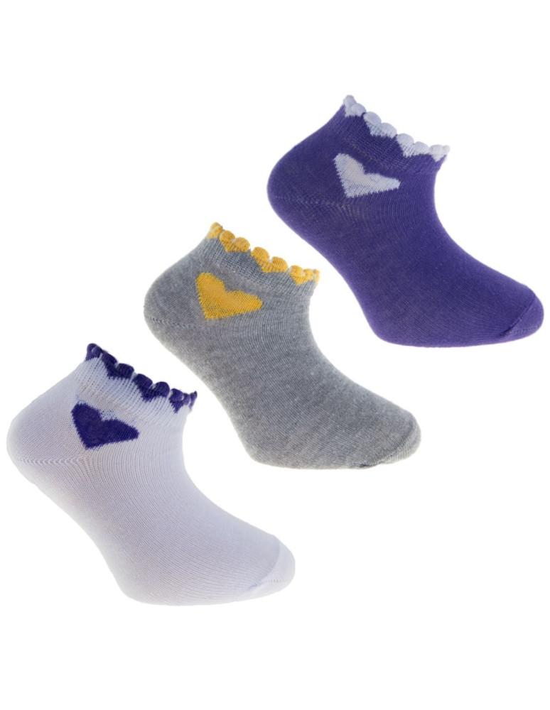 Stopki - Skarpetki stopki dziewczęce bawełniane z sercem 3-pak WIELOKOLOROWY - produkt moraj.pl 1