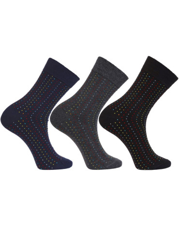 Męskie długie skarpety klasyczne w kolorowe kropki 3-pak