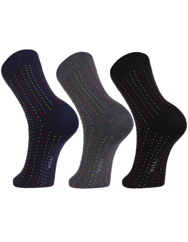 Męskie długie skarpety klasyczne w kolorowe kropki 3-pak - produkt 2