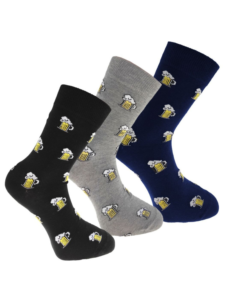 Skarpetki długie - Skarpety męskie długie kufle piwa 3-pak WIELOKOLOROWY  - produkt moraj.pl 2