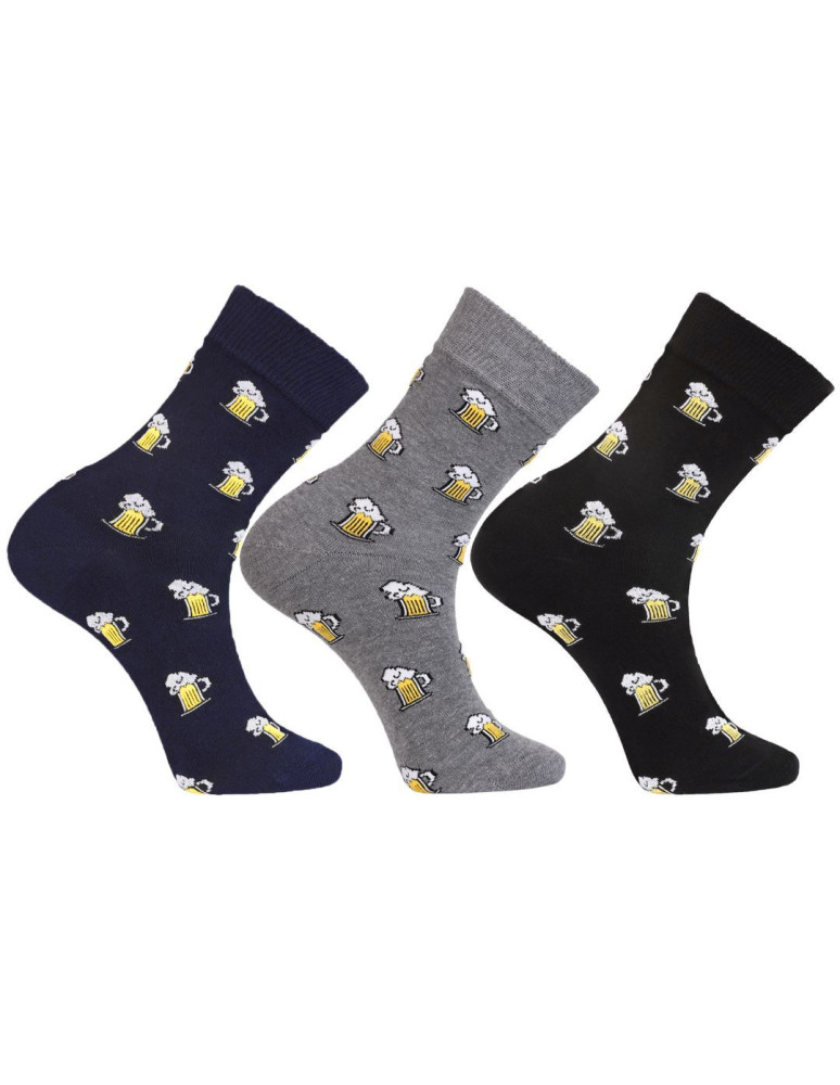 Skarpetki długie - Skarpety męskie długie kufle piwa 3-pak WIELOKOLOROWY - produkt moraj.pl 1