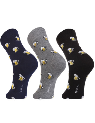 Skarpetki długie - Skarpety męskie długie kufle piwa 3-pak WIELOKOLOROWY - produkt 3