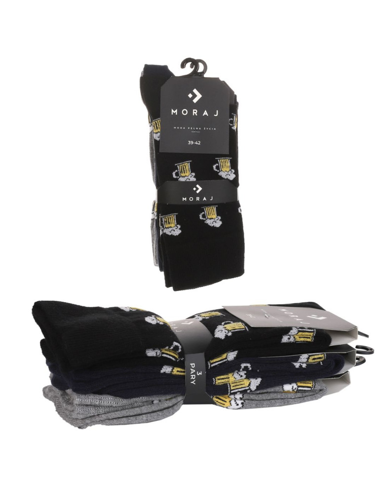 Skarpetki długie - Skarpety męskie długie kufle piwa 3-pak WIELOKOLOROWY  - produkt moraj.pl 4