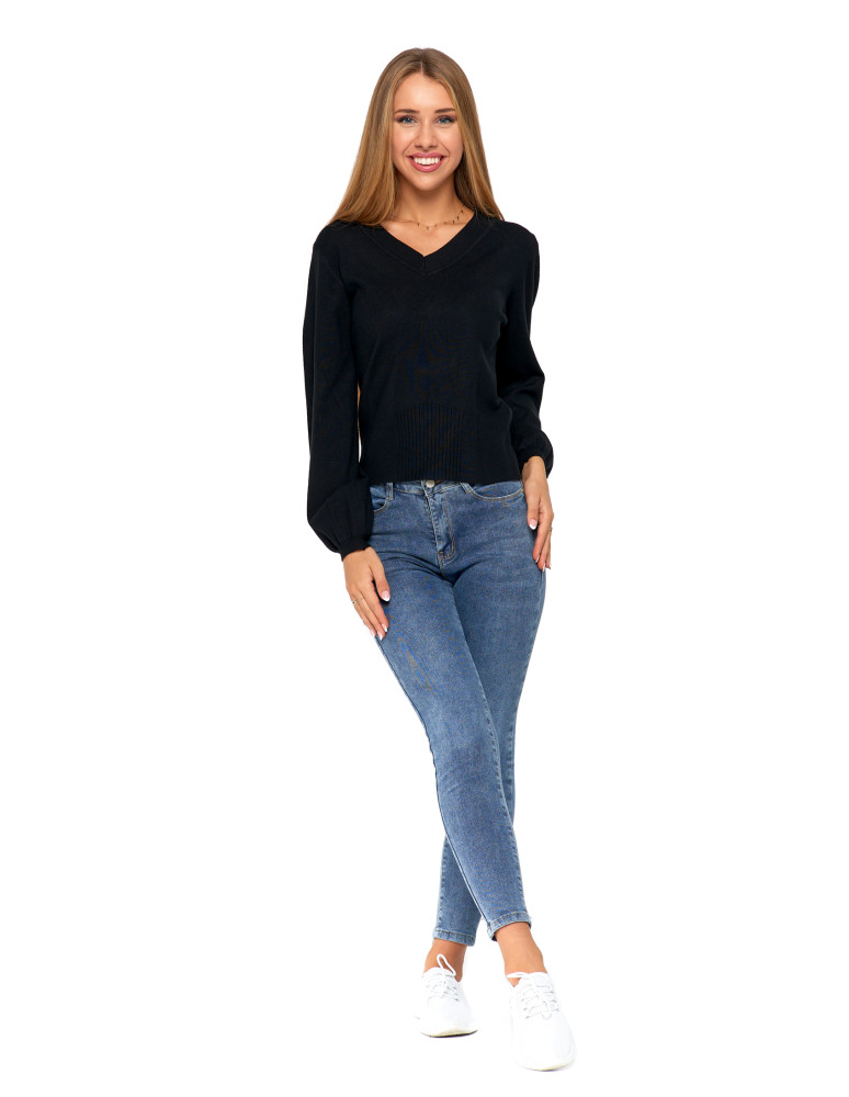 Spodnie damskie - Jeansy spodnie damskie skinny z wysokim stanem JEANS - produkt moraj.pl 7