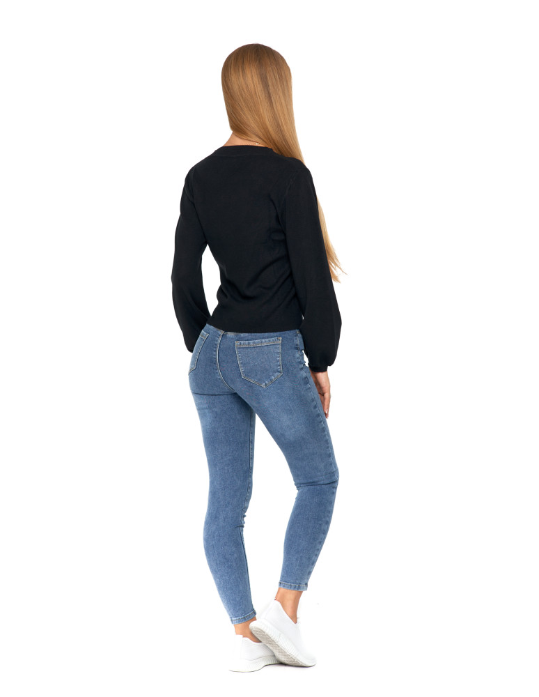 Spodnie damskie - Jeansy spodnie damskie skinny z wysokim stanem JEANS - produkt moraj.pl 8