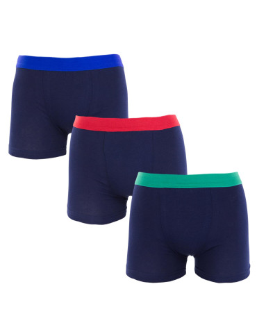 Bokserki - Bokserki bawełniane chłopięce gładkie 3-pak GRANATOWY - produkt 1