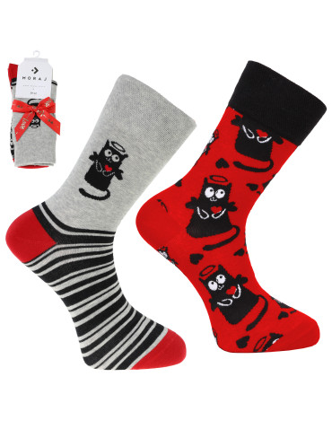 Walentynkowe skarpetki dla par zakochany kotek 2-pak