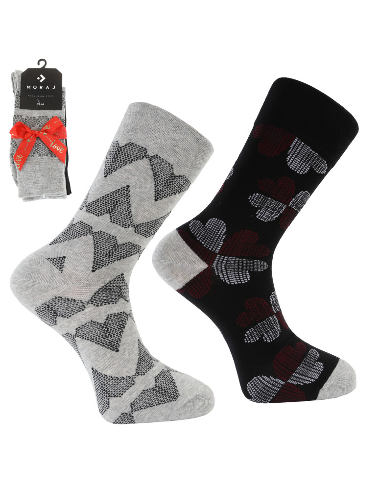 Skarpetki długie - Skarpety męskie Walentynkowe w serca 2-pak WIELOKOLOROWY - produkt moraj.pl 1