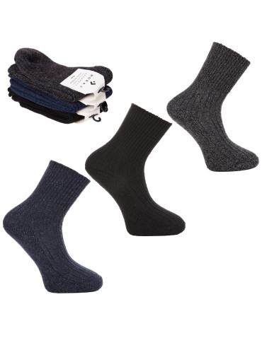 Ciepłe długie skarpety męskie bezuciskowe z wełną 3-pak