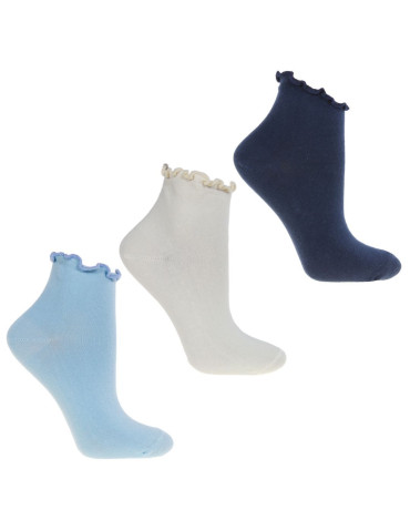 Skarpety damskie 3/4 zakończone bezuciskową falbanką 3-pak