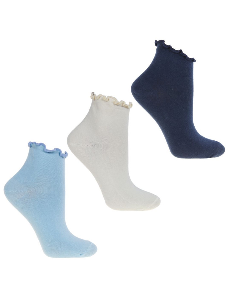 Skarpetki za kostkę - Skarpety damskie 3/4 zakończone bezuciskową falbanką 3-pak WIELOKOLOROWY - produkt moraj.pl 1