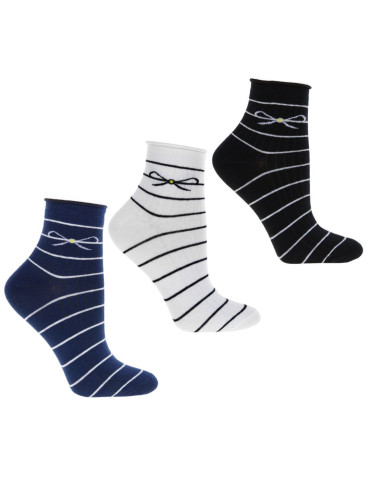 Skarpety damskie 3/4 w paski 3-pak