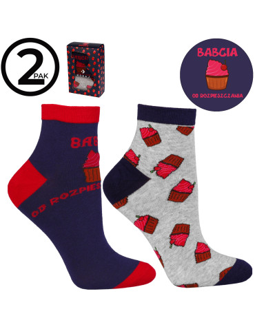 Skarpetki za kostkę - Zestaw skarpetek prezent na Dzień Babci w pudełku 2-pak WIELOKOLOROWY - produkt 6