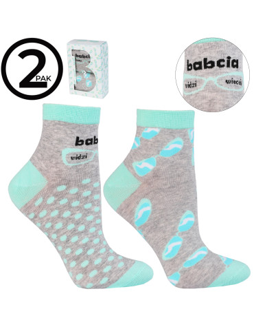 Skarpetki za kostkę - Zestaw skarpetek damskich prezent na dzień babci 2-pak WIELOKOLOROWY - produkt 6