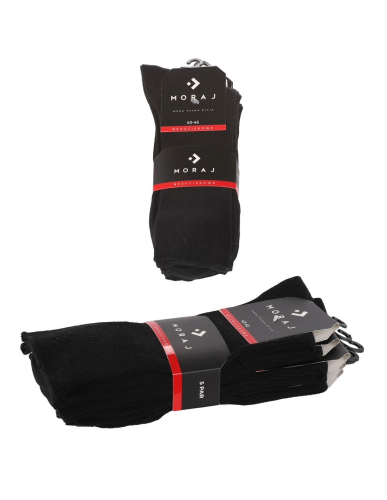 Skarpetki długie - Skarpety męskie długie bawełniane bezuciskowe 5-pak CZARNY  - produkt moraj.pl 2