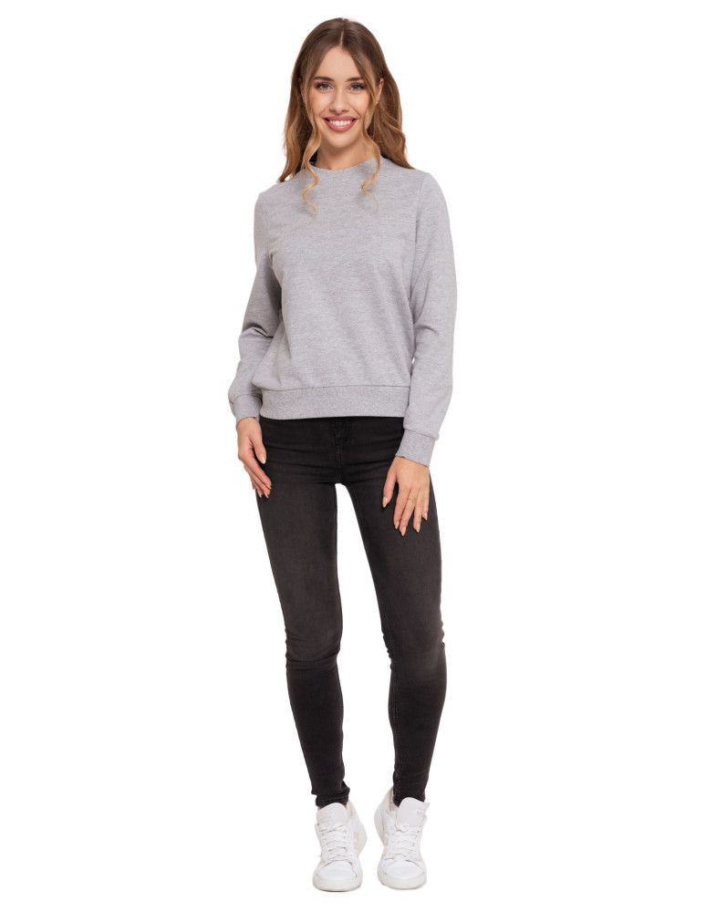 Bluzy damskie - Bluza damska wkładana bez kaptura bawełniana JASNY SZARY - produkt moraj.pl 5