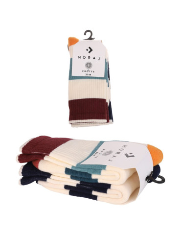 Ciepłe skarpetki długie damskie frotte kolorowe paski 2-pak - produkt 2