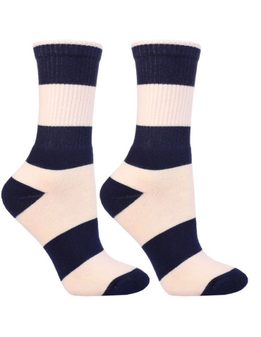 Skarpetki długie - Ciepłe skarpetki długie damskie frotte kolorowe paski 2-pak WIELOKOLOROWY - produkt 3