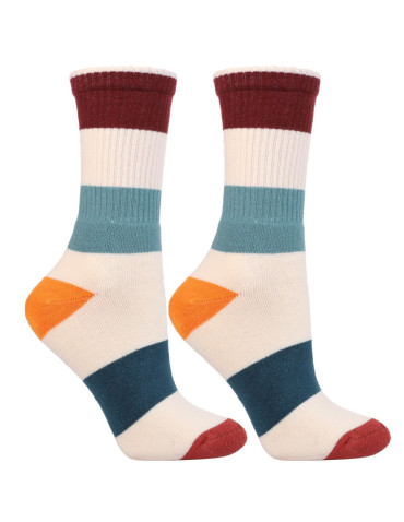 Skarpetki długie - Ciepłe skarpetki długie damskie frotte kolorowe paski 2-pak WIELOKOLOROWY - produkt 4