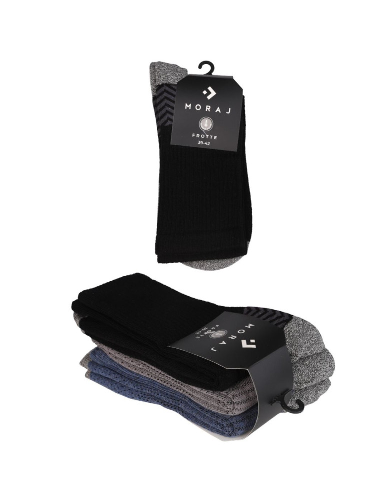 Skarpetki długie - Skarpety męskie długie ciepłe Frotte szeroki ściągacz 3-pak WIELOKOLOROWY - produkt moraj.pl 2