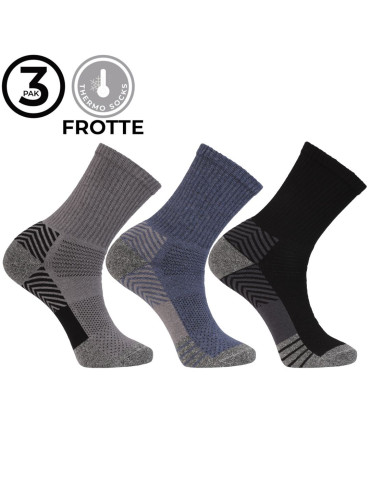 Skarpetki długie - Skarpety męskie długie ciepłe Frotte szeroki ściągacz 3-pak WIELOKOLOROWY - produkt 6