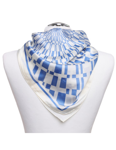 Szale i chusty - Apaszka damska chusta w geometryczny wzór NIEBIESKI - produkt 1