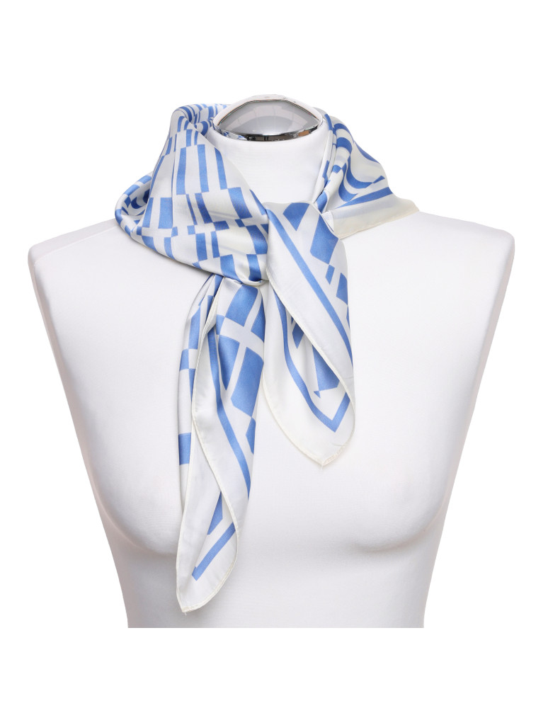 Szale i chusty - Apaszka damska chusta w geometryczny wzór NIEBIESKI  - produkt moraj.pl 2