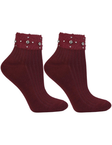 Skarpetki za kostkę - Skarpetki damskie krótkie bawełniane z futerkiem 3-pak WIELOKOLOROWY - produkt 3