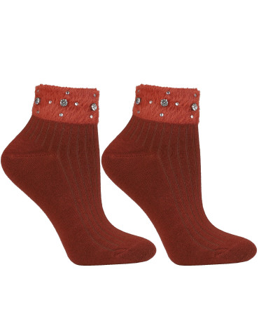 Skarpetki za kostkę - Skarpetki damskie krótkie bawełniane z futerkiem 3-pak WIELOKOLOROWY - produkt 4