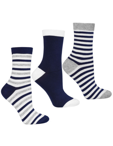 Skarpetki damskie długie bawełniane w paski 3-pak