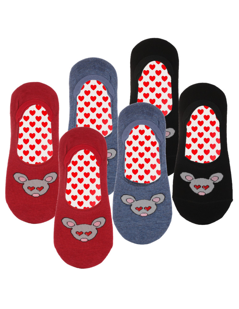 Niskie stopki - Skarpetki damskie niskie stopki w zakochane myszki 6-pak WIELOKOLOROWY - produkt moraj.pl 1
