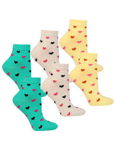 Skarpetki damskie krótkie bawełniane w serduszka 6-pak