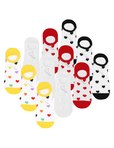 Skarpetki damskie niskie stopki transparentne w serca 12-pak