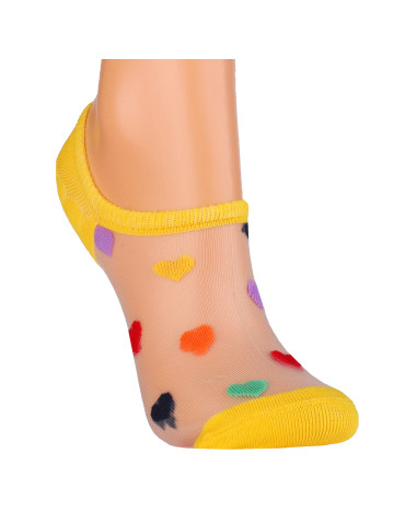 Niskie stopki - Skarpetki damskie niskie stopki transparentne w serca 12-pak WIELOKOLOROWY - produkt 7