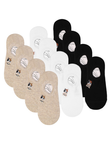 Skarpetki niskie stopki damskie z haftem w kotki